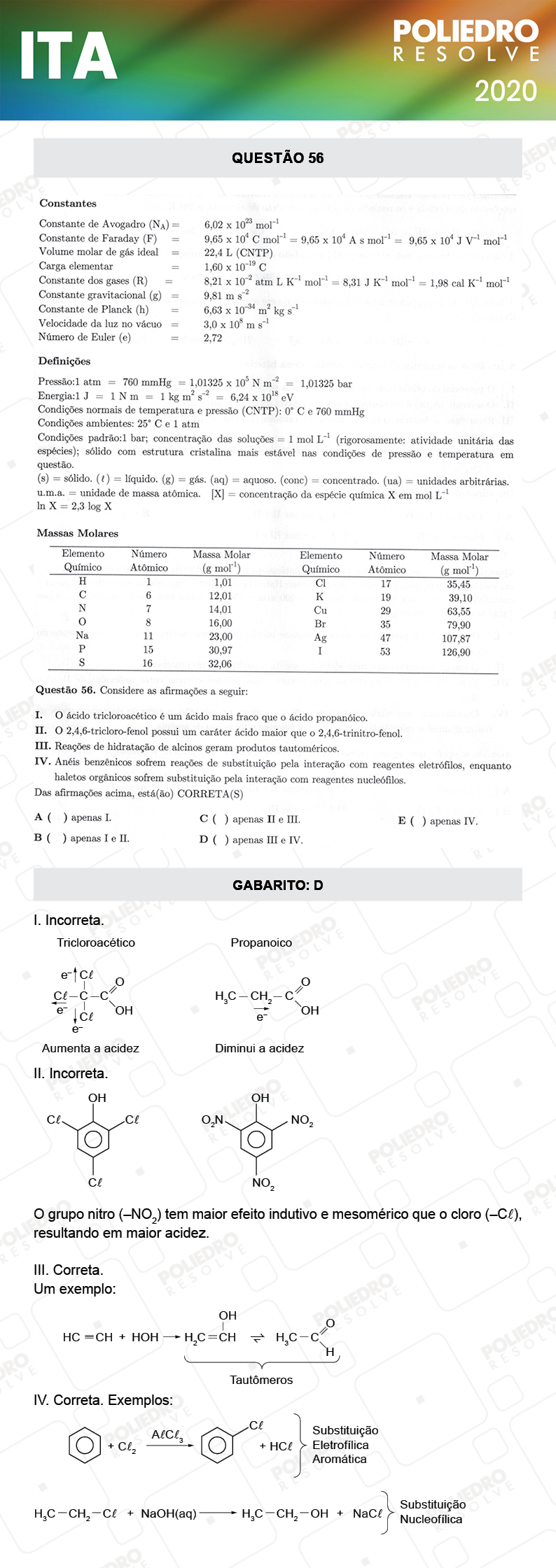 Questão 56 - 1ª Fase - ITA 2020