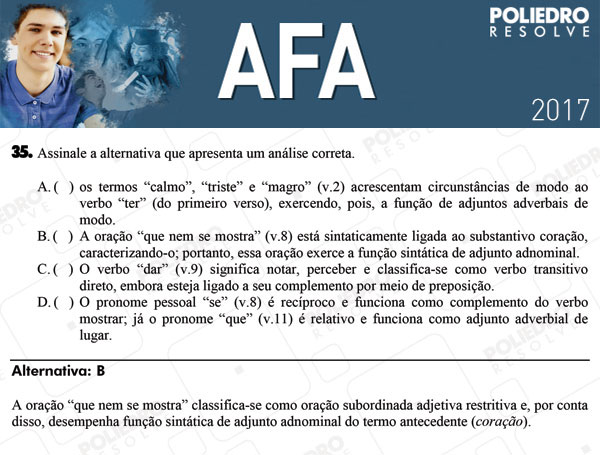 Questão 35 - Prova Modelo B - AFA 2017