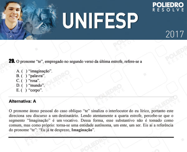 Questão 29 - 1º dia - UNIFESP 2017