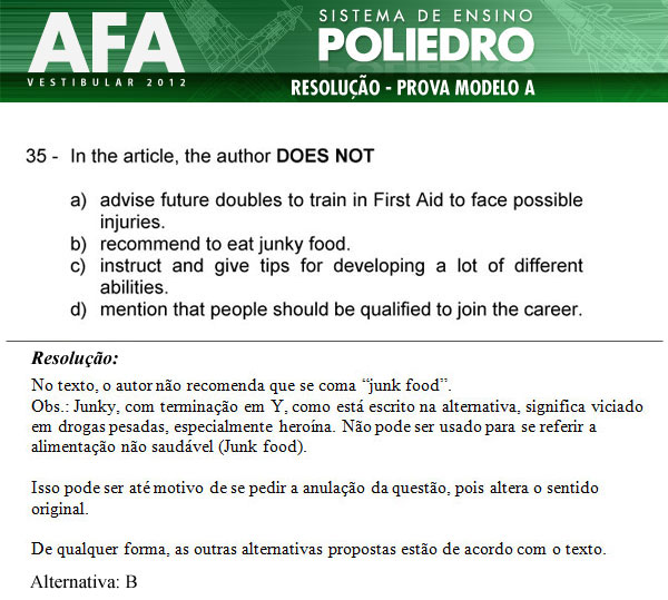 Questão 35 - Prova Modelo A - AFA 2012