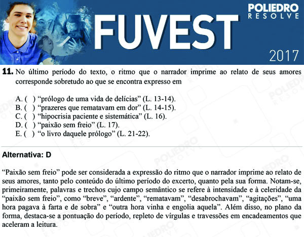 Questão 11 - 1ª Fase - FUVEST 2017