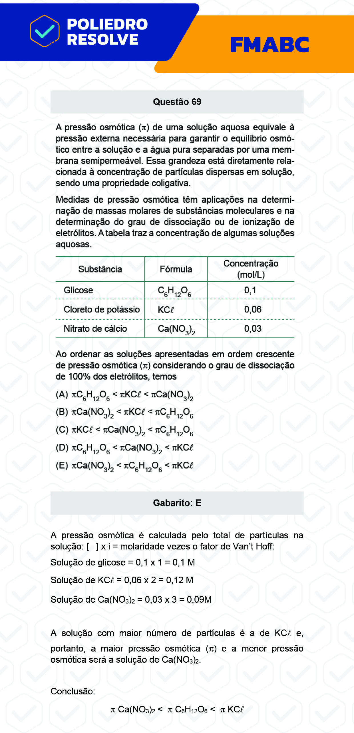 Questão 69 - Fase única - FMABC 2023