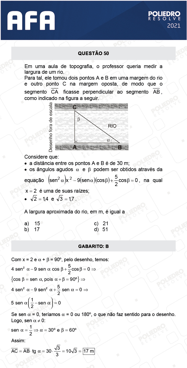 Questão 50 - Prova Modelo A - AFA 2021