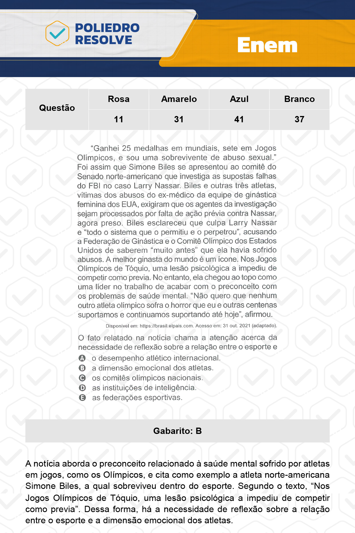 Questão 41 - Dia 1 - Prova Azul - Enem 2023