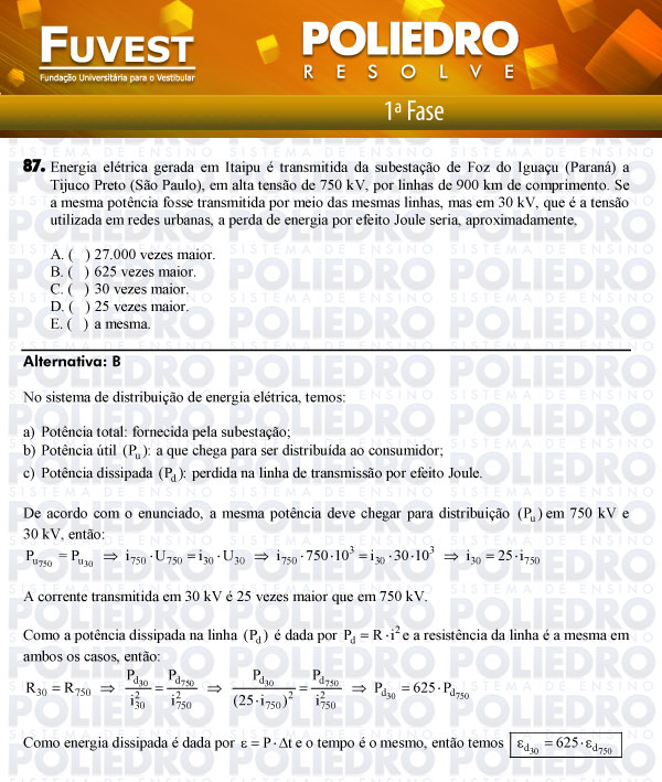 Questão 87 - 1ª Fase - FUVEST 2012