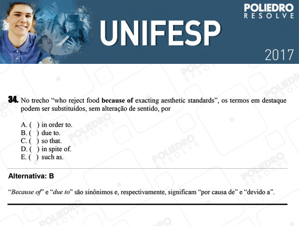 Questão 34 - 1º dia - UNIFESP 2017