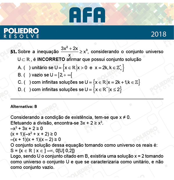 Questão 51 - Prova Modelo B - AFA 2019