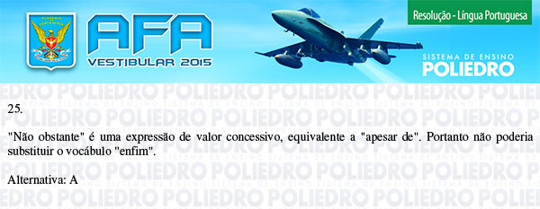 Questão 25 - Prova Modelo B - AFA 2015