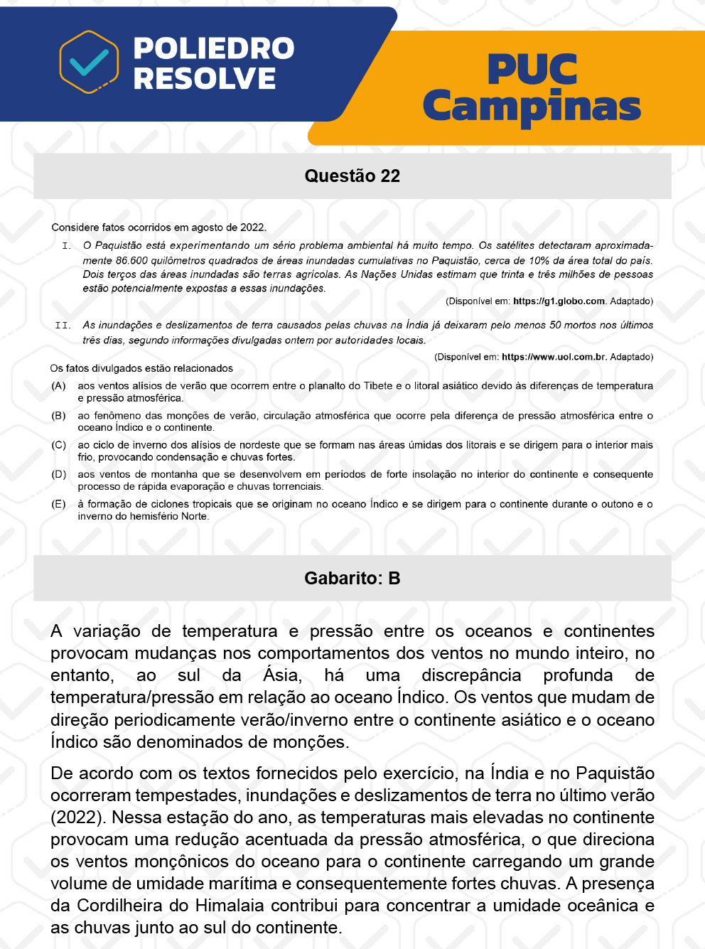 Questão 22 - Prova Geral e Medicina - PUC-Campinas 2023