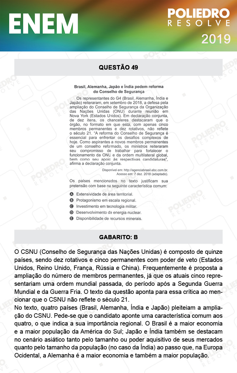 Questão 49 - 1º DIA - PROVA AMARELA - ENEM 2019