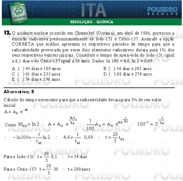 Questão 12 - Química - ITA 2009