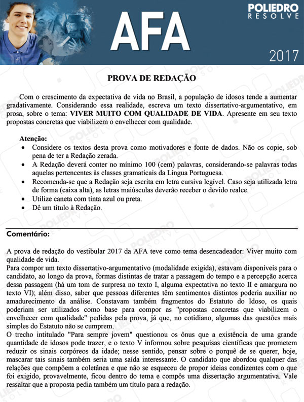 Redação - Prova Modelo B - AFA 2017