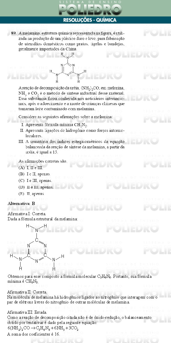 Questão 89 - Conhecimentos Gerais - UNIFESP 2009