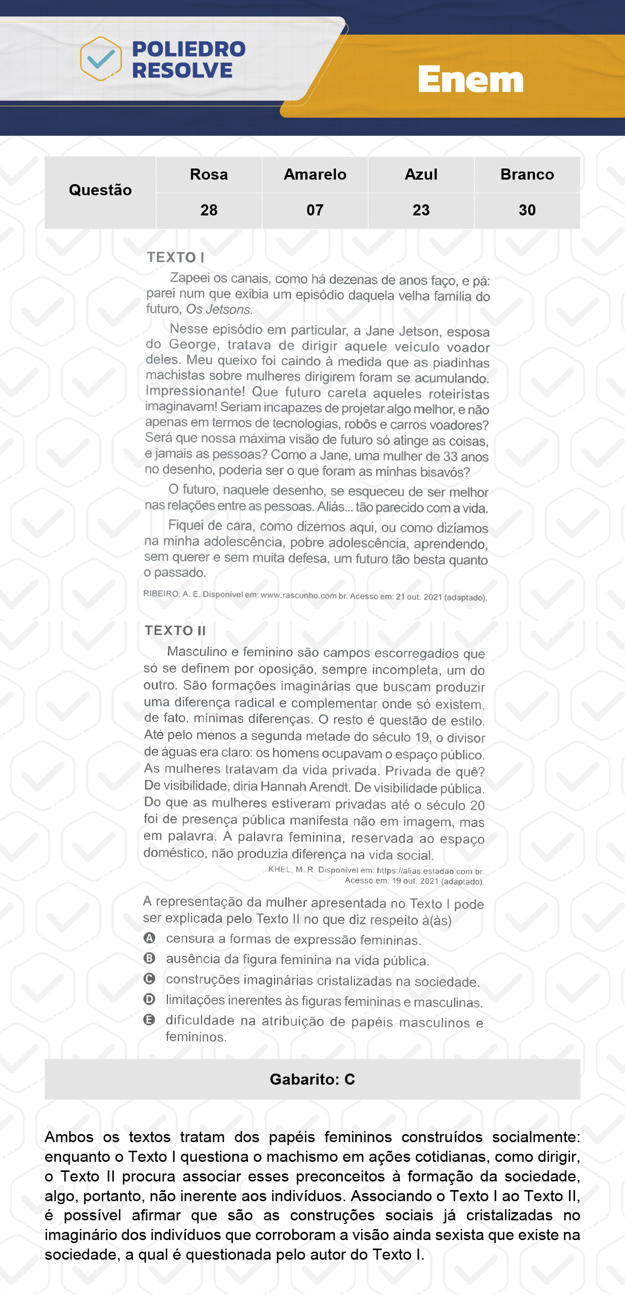 Questão 7 - Dia 1 - Prova Amarela - Enem 2023