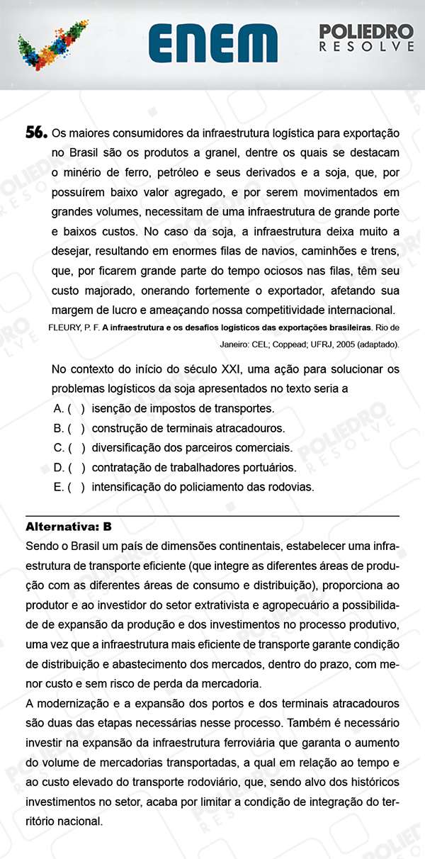 Questão 56 - 1º Dia (PROVA AZUL) - ENEM 2017