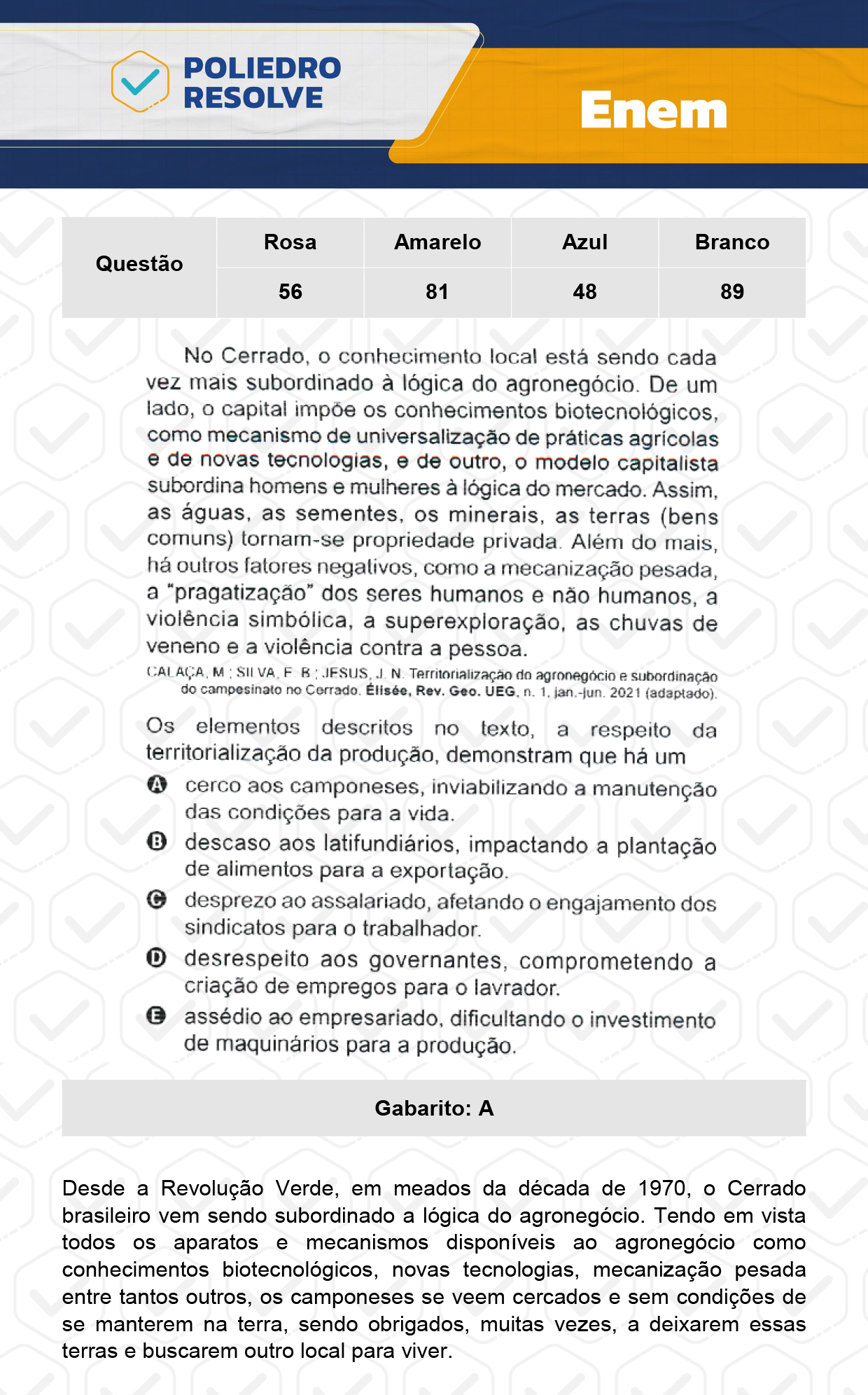 Questão 89 - Dia 1 - Prova Branca - Enem 2023