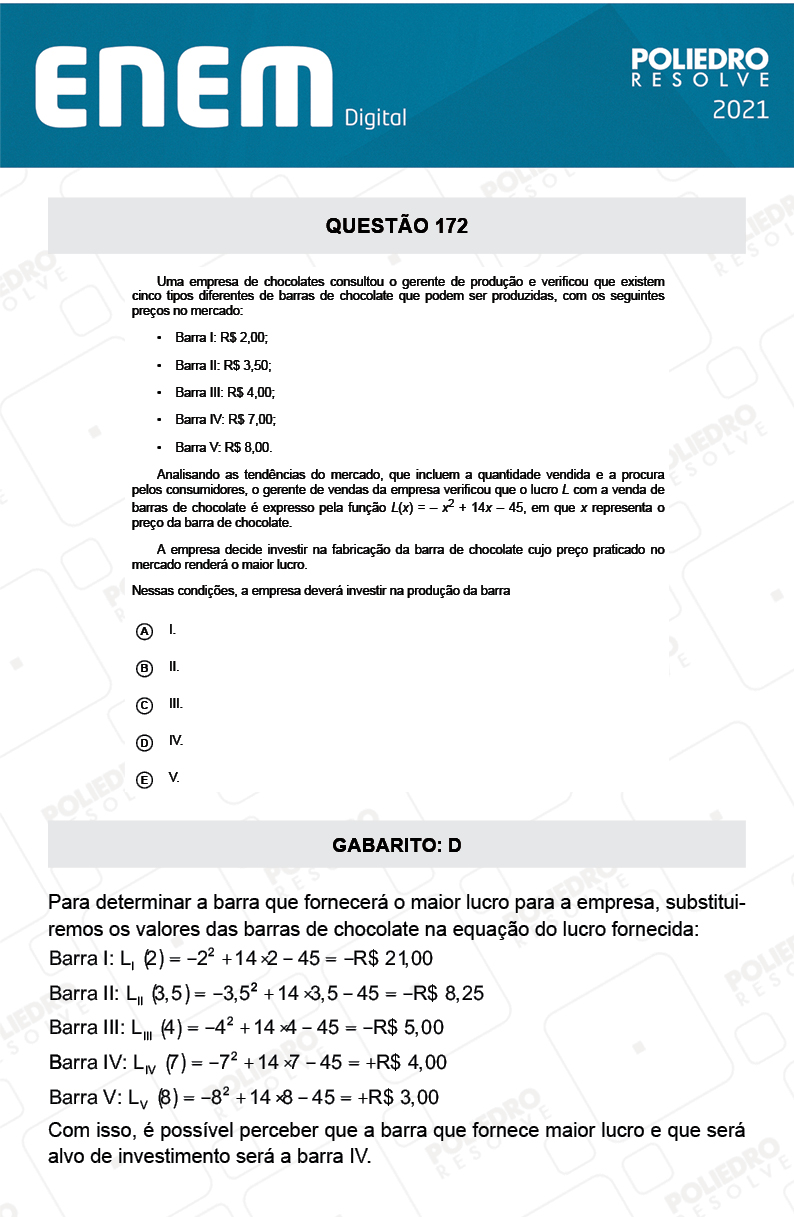 Questão 172 - 2º Dia - Prova Azul - ENEM DIGITAL 2020