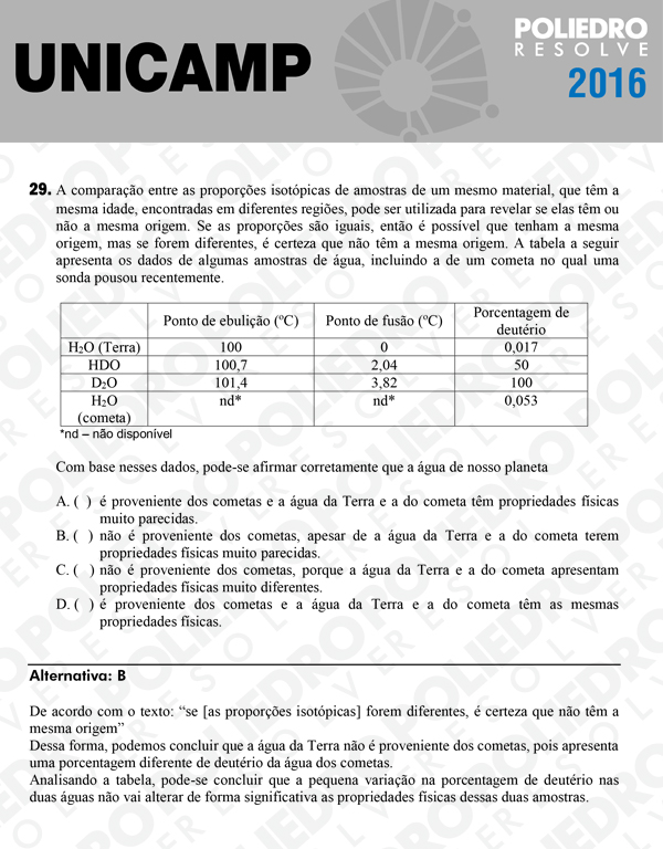 Questão 29 - 1ª Fase - UNICAMP 2016