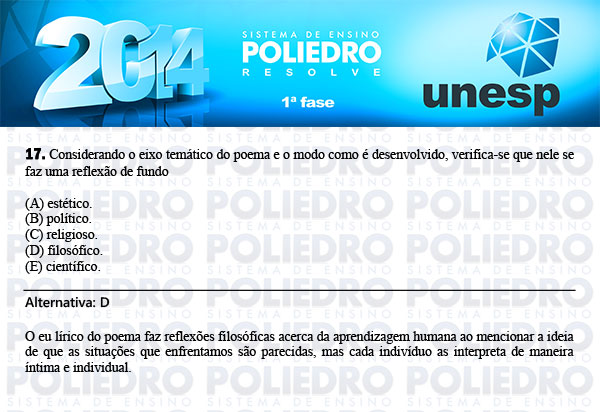 Questão 17 - 1ª Fase - UNESP 2014