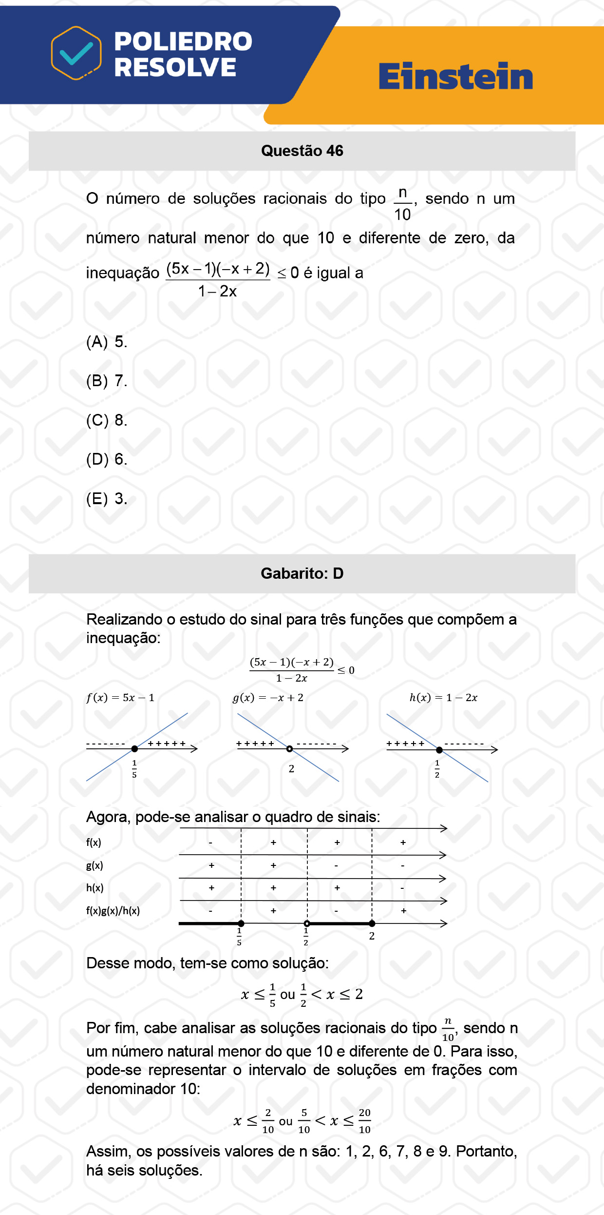 Questão 46 - Fase única - EINSTEIN 2023