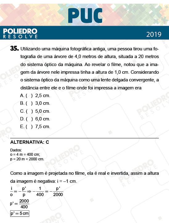 Questão 35 - 1ª Fase - PUC-Campinas 2019