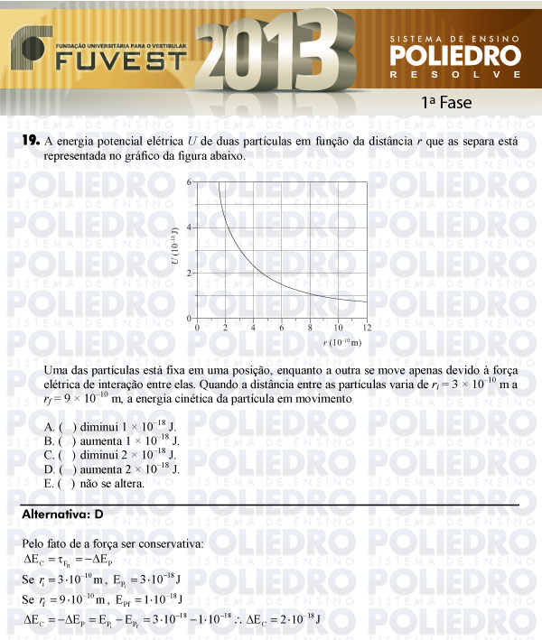 Questão 19 - 1ª Fase - FUVEST 2013