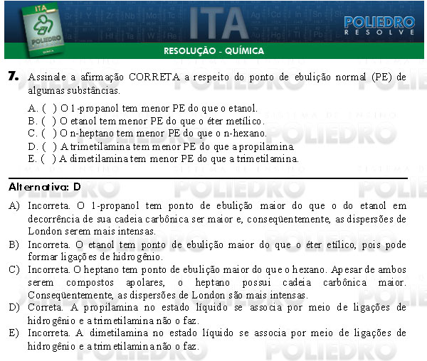 Questão 7 - Química - ITA 2009