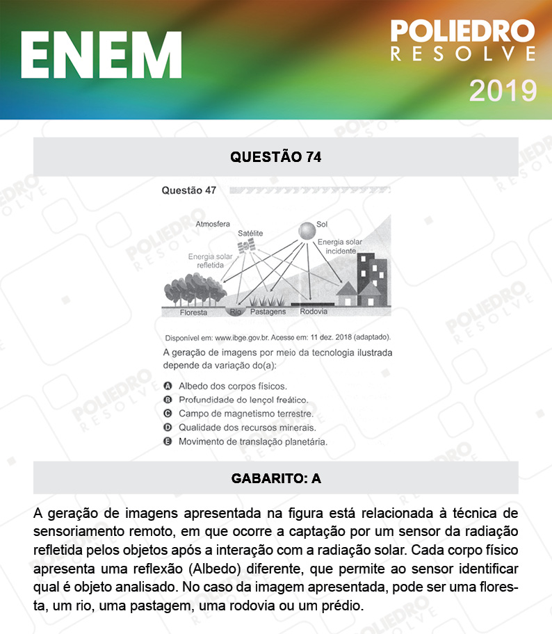 Questão 74 - 1º DIA - PROVA ROSA - ENEM 2019