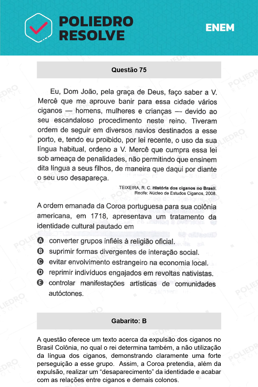 Questão 75 - 1º Dia - Prova Amarela - ENEM 2021