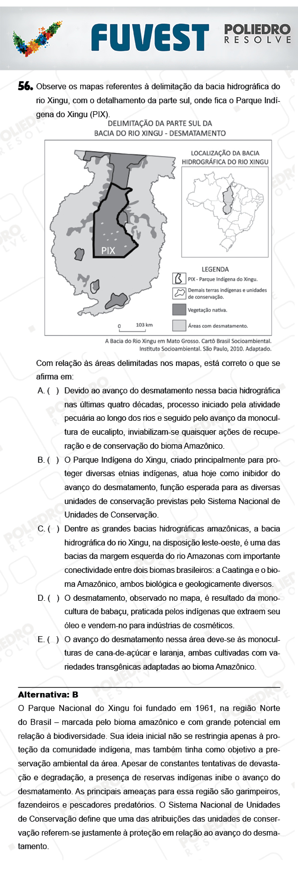 Questão 56 - 1ª Fase - PROVA V - FUVEST 2018