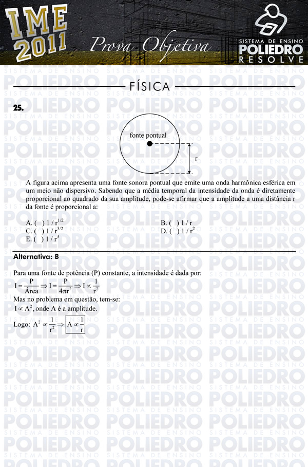 Questão 25 - Objetiva - IME 2011