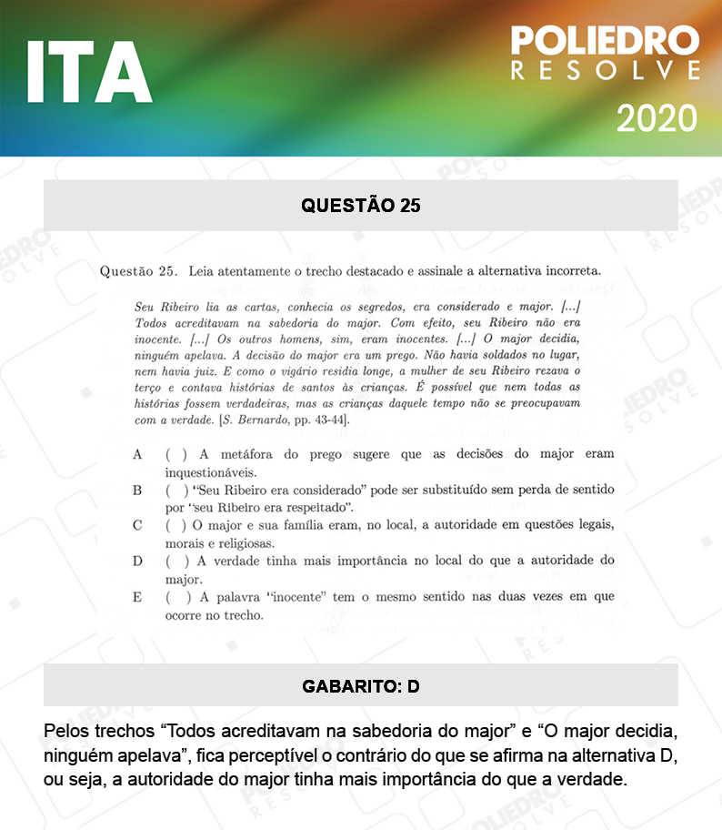 Questão 25 - 1ª Fase - ITA 2020