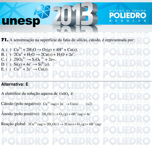 Questão 71 - 1ª Fase - UNESP 2013