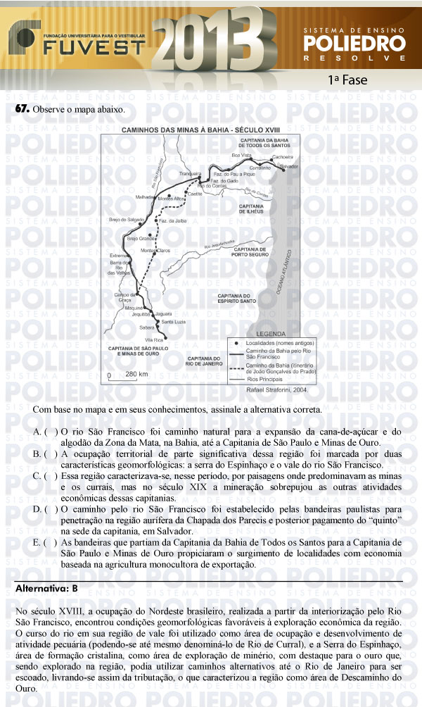 Questão 67 - 1ª Fase - FUVEST 2013