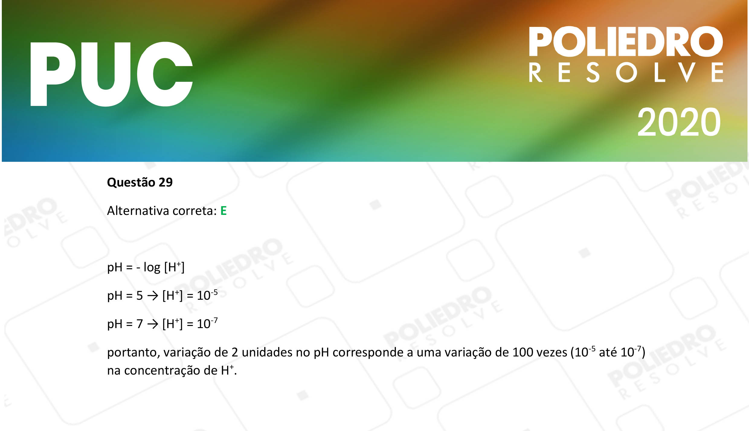 Questão 29 - 1ª Fase - PUC-Campinas 2020