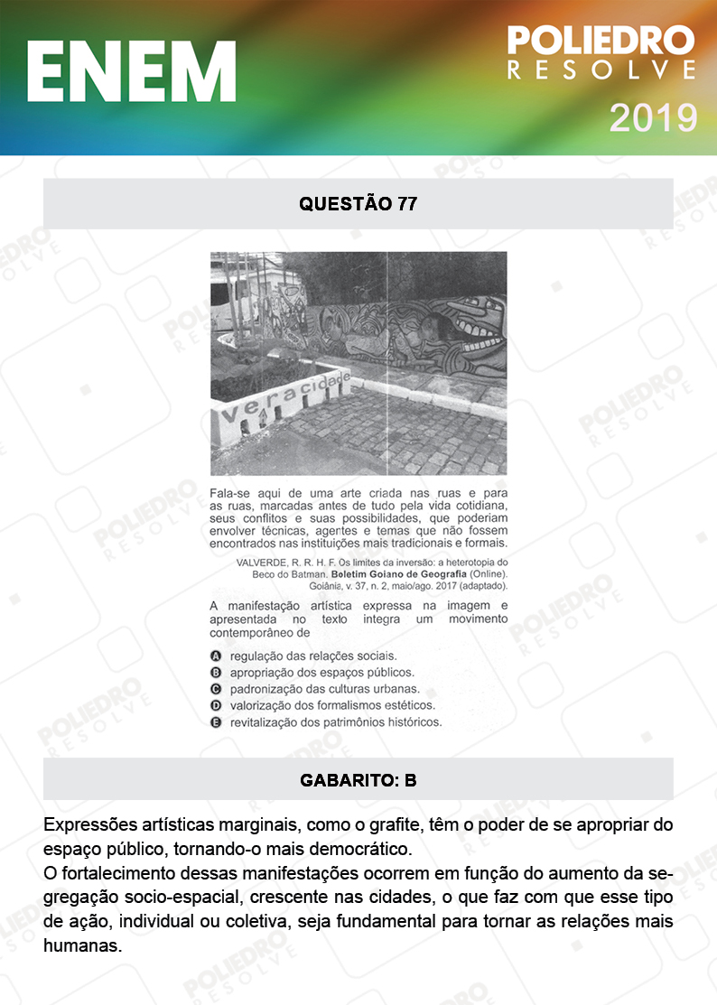 Questão 77 - 1º DIA - PROVA AZUL - ENEM 2019