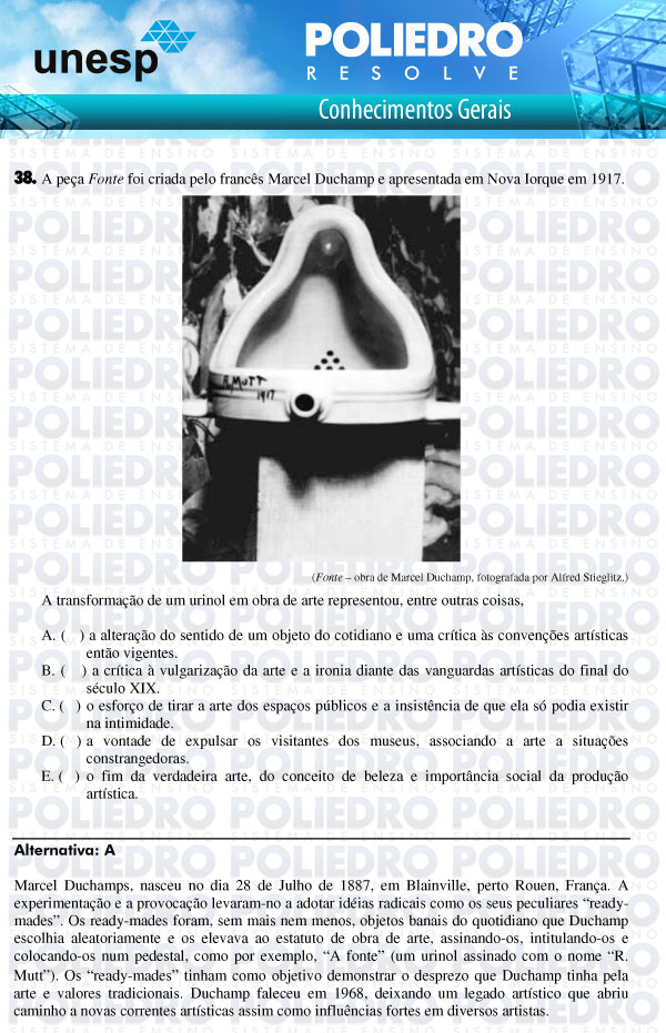 Questão 38 - 1ª Fase - UNESP 2011