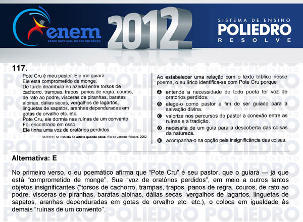 Questão 117 - Domingo (Prova rosa) - ENEM 2012