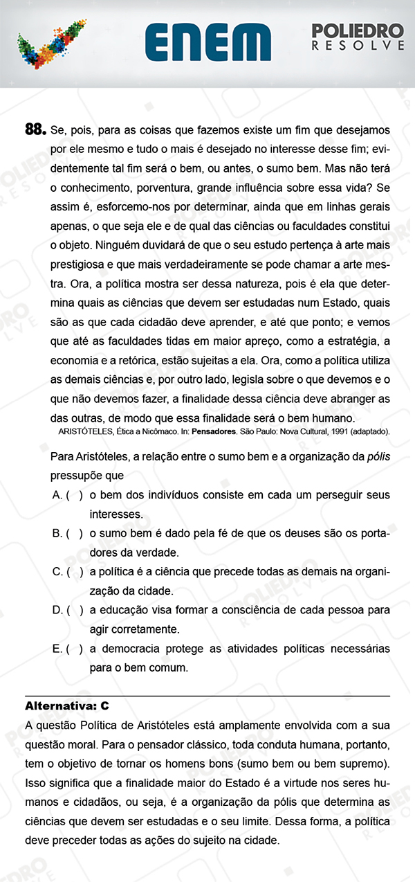 Questão 88 - 1º Dia (PROVA AZUL) - ENEM 2017