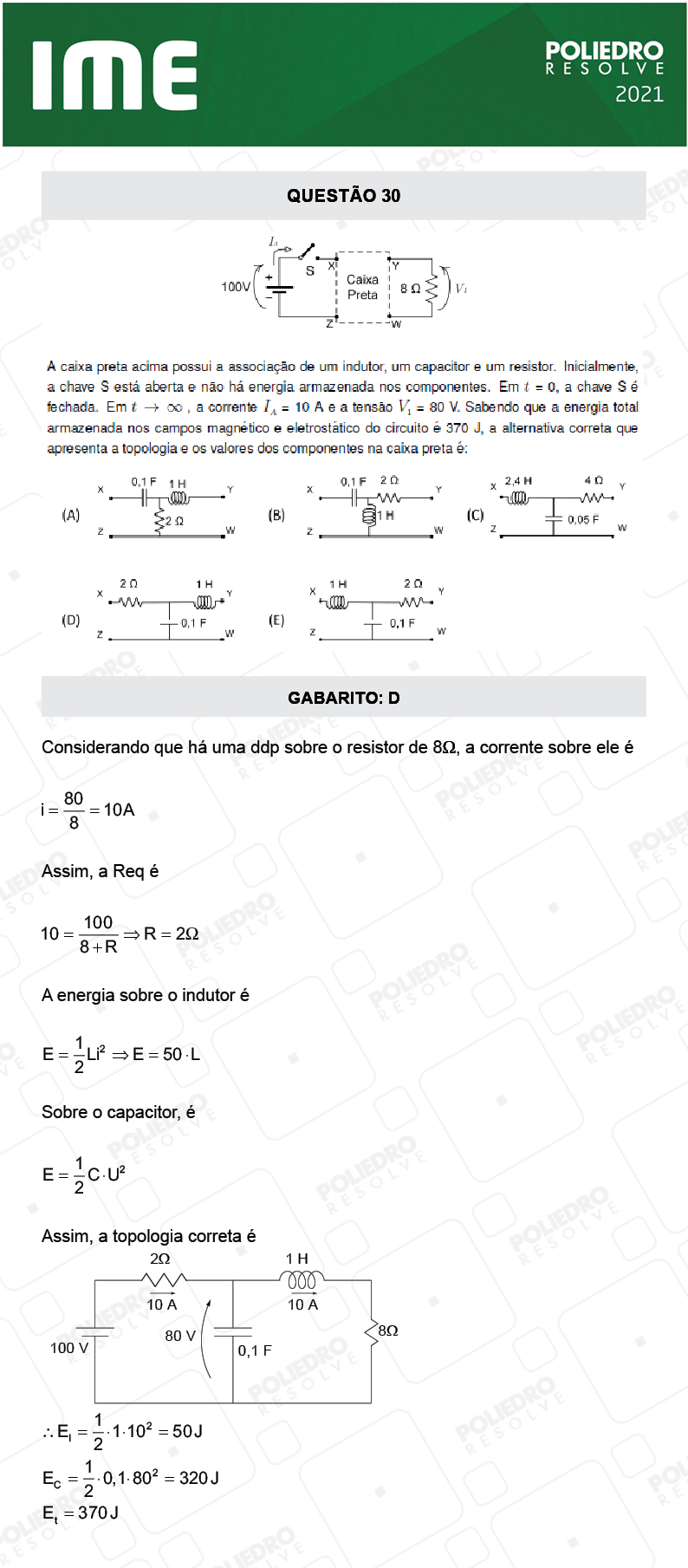 Questão 30 - 1ª FASE - IME 2021