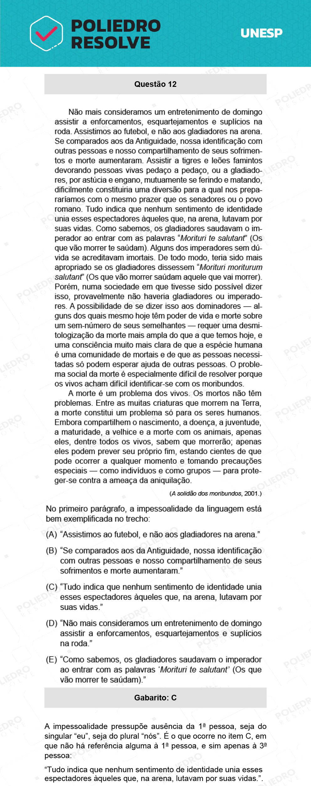 Questão 12 - 1ª Fase - Ext / Hum - UNESP 2022