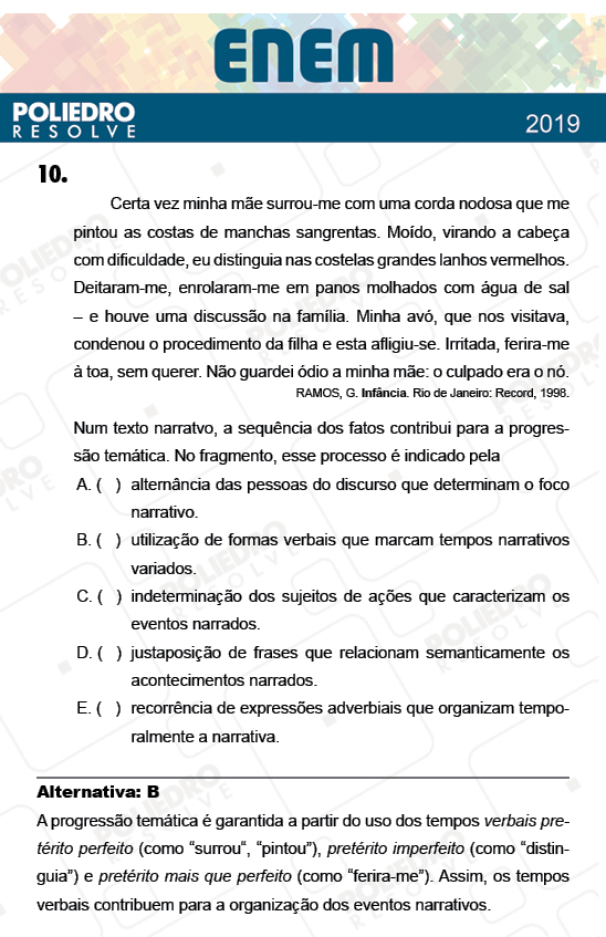 Questão 10 - 1º Dia - Prova BRANCA - ENEM 2018