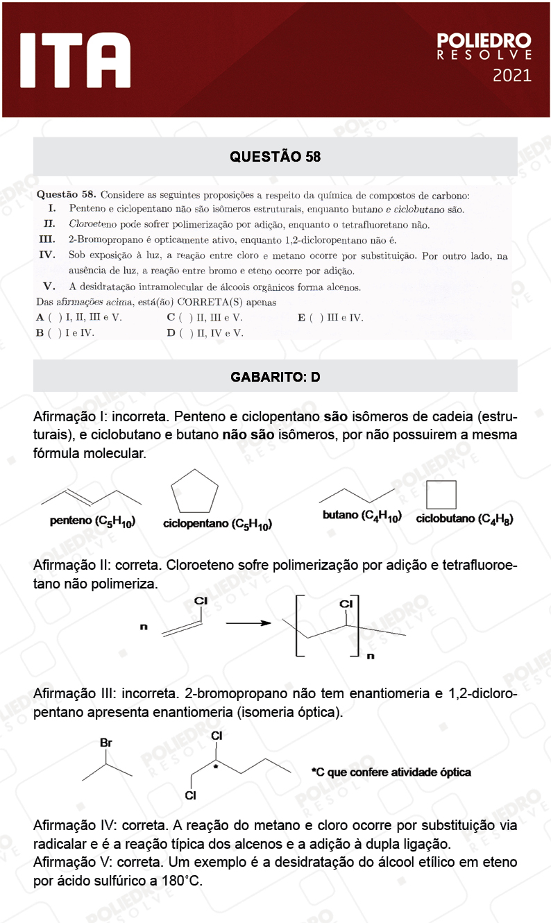 Questão 58 - 1ª Fase - ITA 2021