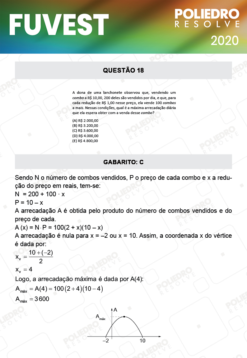 Questão 18 - 1ª Fase - Prova V - FUVEST 2020