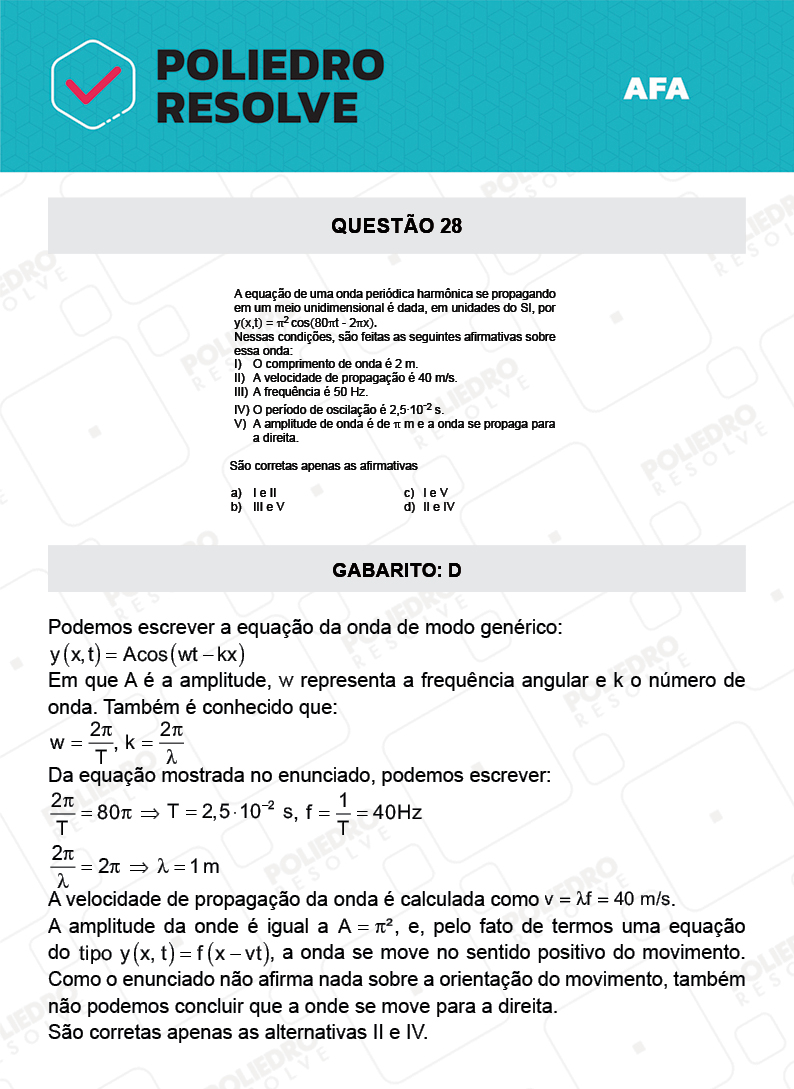 Questão 28 - Prova Modelo A - AFA 2022