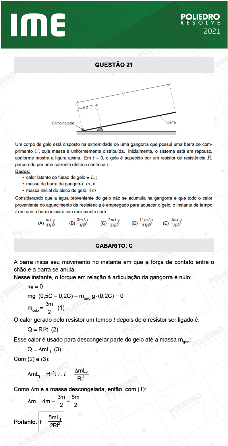 Questão 21 - 1ª FASE - IME 2021