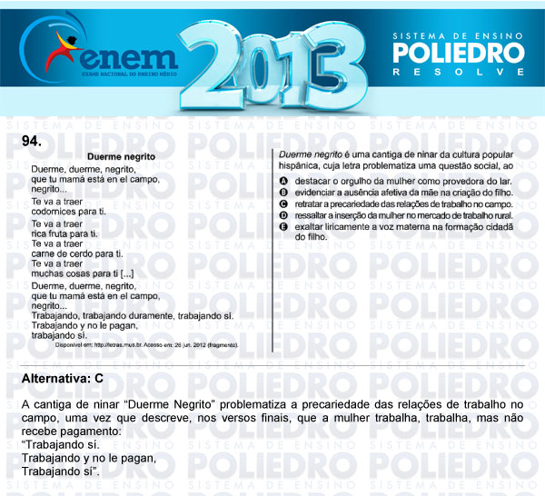 Questão 94 - Domingo (Prova Cinza) - ENEM 2013