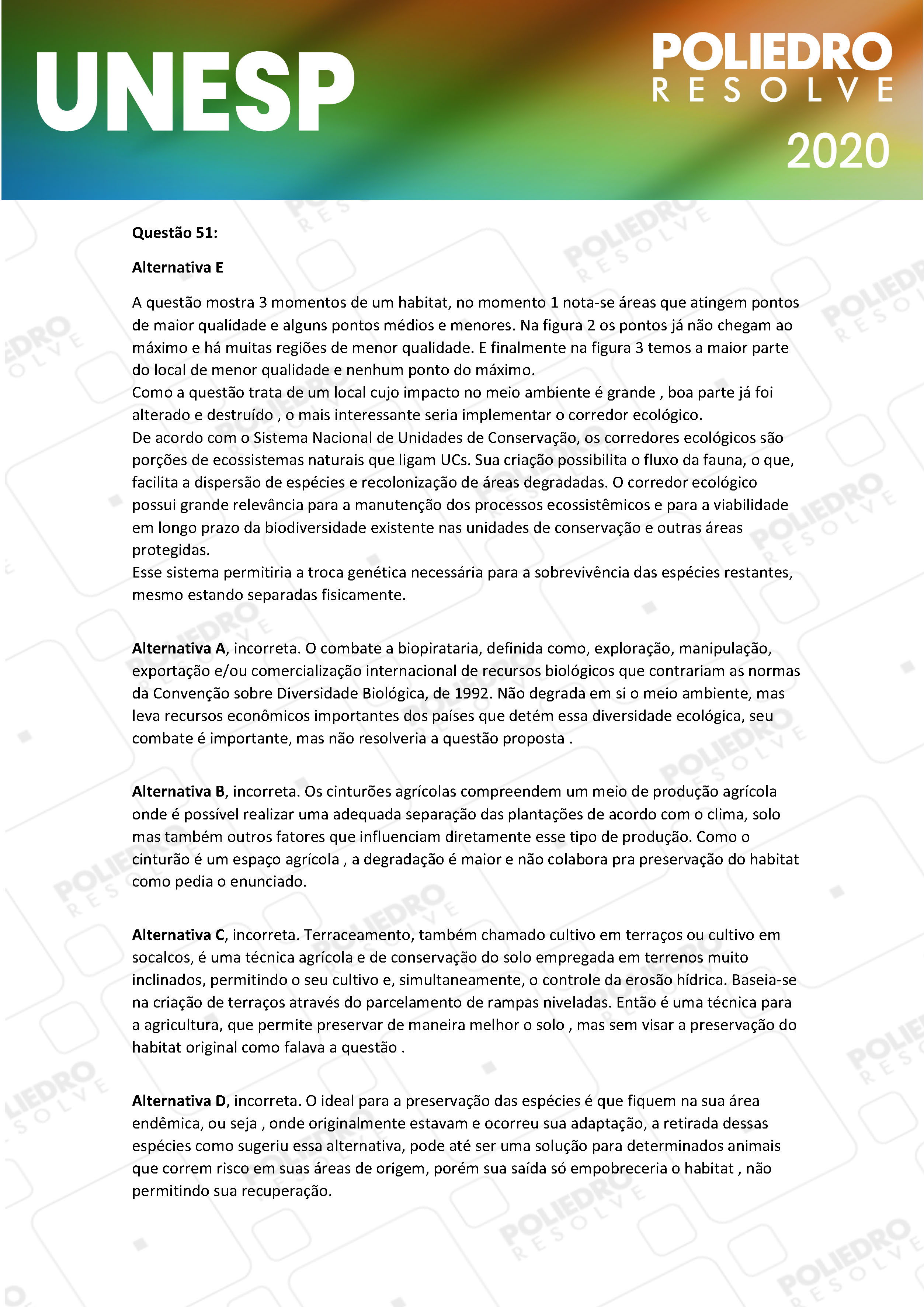 Questão 51 - 1ª Fase - UNESP 2020