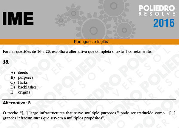 Questão 18 - Português e Inglês - IME 2016