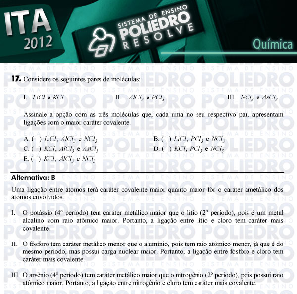 Questão 17 - Química - ITA 2012